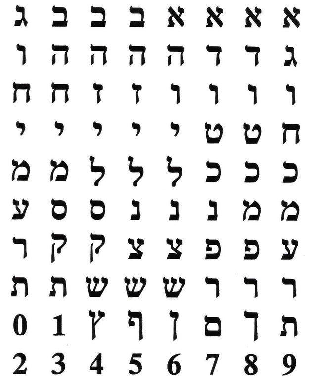 אותיות דפוס א-ב בצבע שחור על רקע שקוף