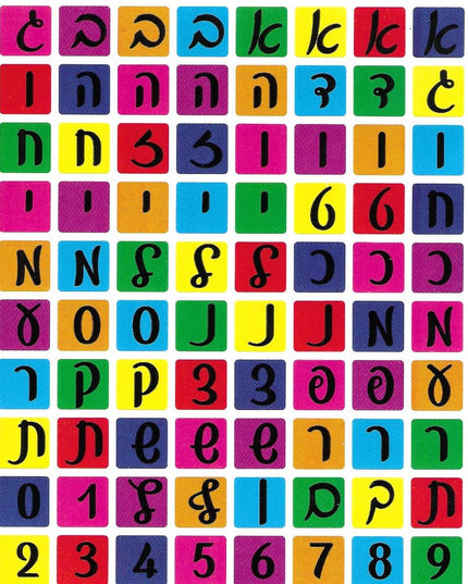 פסיפס אותיות כתב א-ב במגוון צבעים