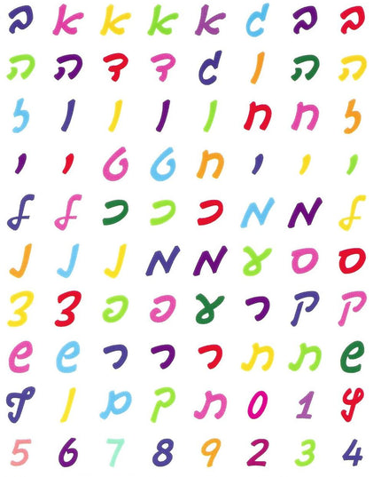 אותיות כתב א-ב במגוון צבעים