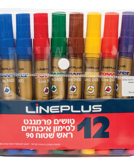 חבילת 12 טושים מחיקים ליין פלוס - ראש שטוח